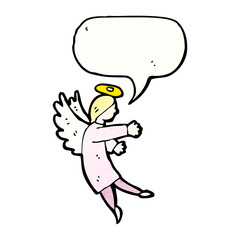 cartoon angel with speech bubble