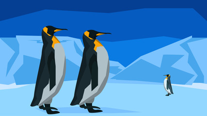 Penguins at the South Pole, seamless, animal, nature