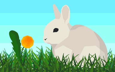 Rabbit on the grass, flower, seamless, animal and nature