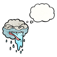 cartoon raincloud with thought bubble