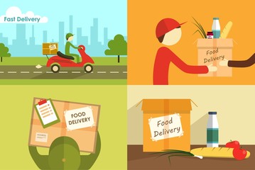 Vector illustration of food delivering.