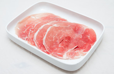 Kurobuta pork Served on a Plates.  Shabu  traditional Japanese food.