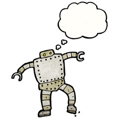 cartoon robot with thought bubble