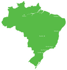Obraz premium Map of Brazil with Cities
