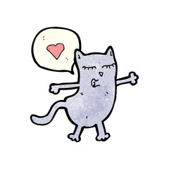 funny cartoon cat with love heart