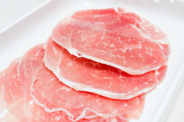 Kurobuta pork Served on a Plates.  Shabu  traditional Japanese food.