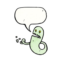 cartoon ghost with speech bubble