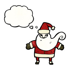cartoon santa with thought bubble