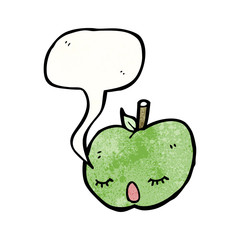 cartoon apple with speech bubble