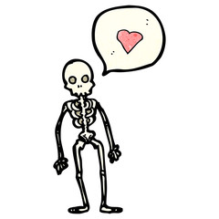 cartoon skeleton with love heart