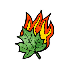 cartoon burning leaf