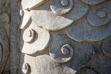 close-up of chinese style carved stone sculpture