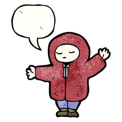 cartoon boy in rain coat