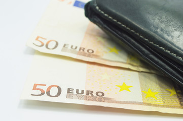 Euro banknote with wallet