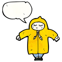 cartoon person in raincoat