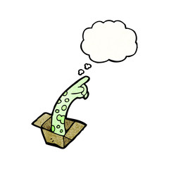 spooky hand in box cartoon