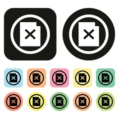 Delete icon. Document icon. Tool bar icon. Vector