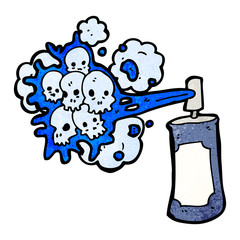 cartoon graffiti skull spray can