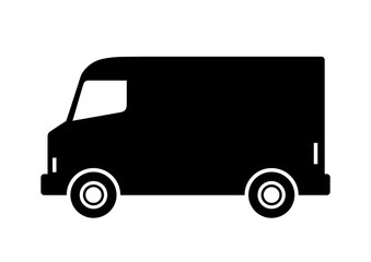 Black delivery van on white background
