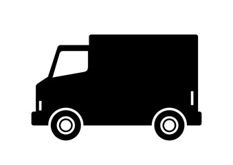 Black delivery van on white background