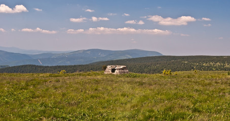 ruins of Nebelhorn radar on Vysoka hole hill in Jeseniky mountains