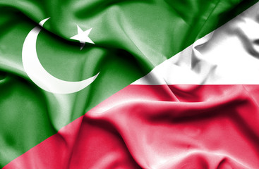 Waving flag of Poland and Pakistan