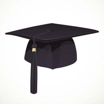 Black Academic hat with a tassel 1 isolated on white background