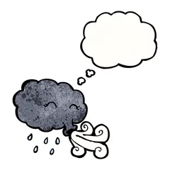 Tuinposter cartoon storm cloud blowing wind © lineartestpilot