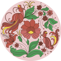 Birds and flowers in circle