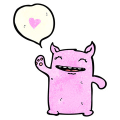 friendly pink monster cartoon