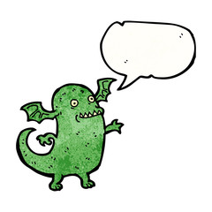 cartoon monster with speech bubble
