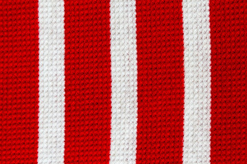 Red and white striped box weave cotton, full frame