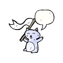 funny cartoon cat waving flag