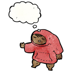 cartoon boy in hooded top