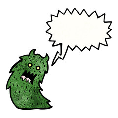 cartoon monster with speech bubble