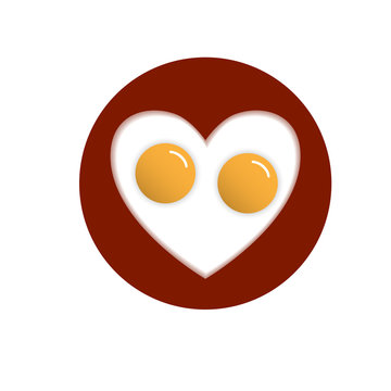 Fried eggs in shape heart