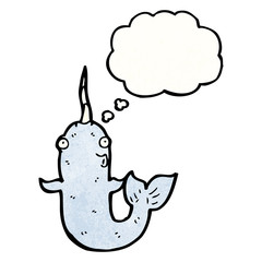 happy cartoon narwhal