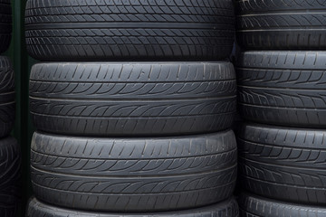 Obraz premium old tires stack