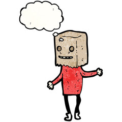 cartoon man with bag on head