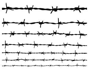 Black silhouette of the barbed wire - 86455752