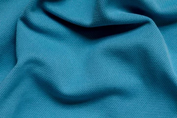 Vlies Fototapete Staub Blaues, zerknittertes Vollformat-Polyestergewebe