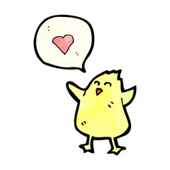 cartoon little bird in love