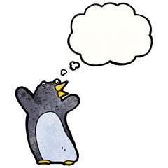 funny penguin with thought bubble
