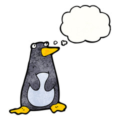 funny penguin with thought bubble