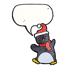cartoon penguin with speech bubble
