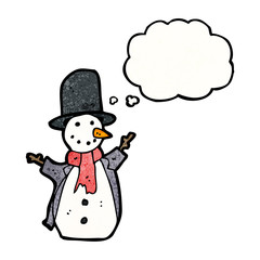cartoon snowman in top hat