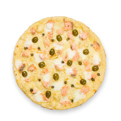 Delicious seafood pizza with olives
