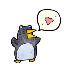 cartoon penguin with speech bubble