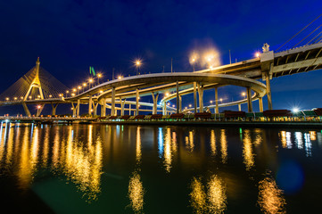 Fototapeta na wymiar The Bhumibol Bridge also known as the Industrial Ring Road Bridg