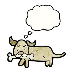 dog with thought bubble cartoon